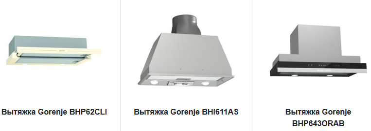 Ассортимент встраиваемых вытяжек интернет-магазина gorenje-rus.ru