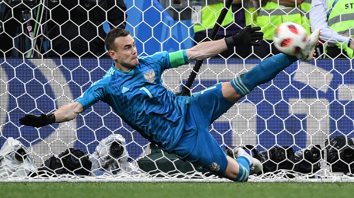 Игорь Акинфеев с составе сборной России 2018.