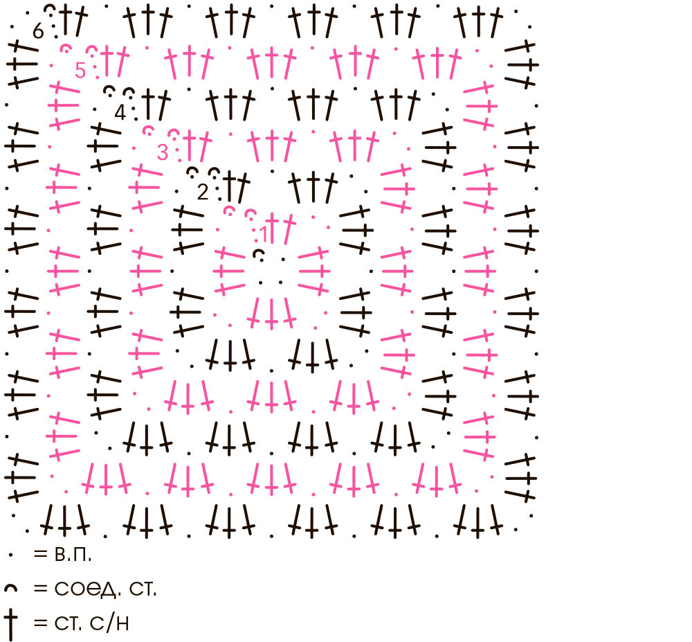 Вязка квадрата крючком схема