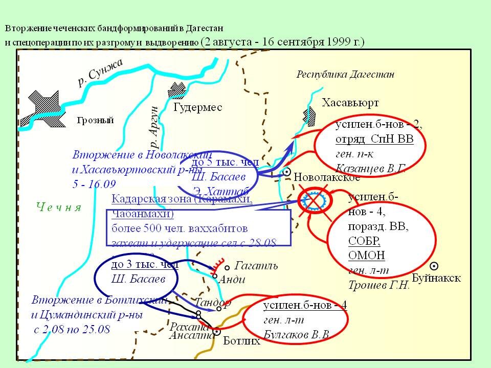 Чеченская война карта боевых действий