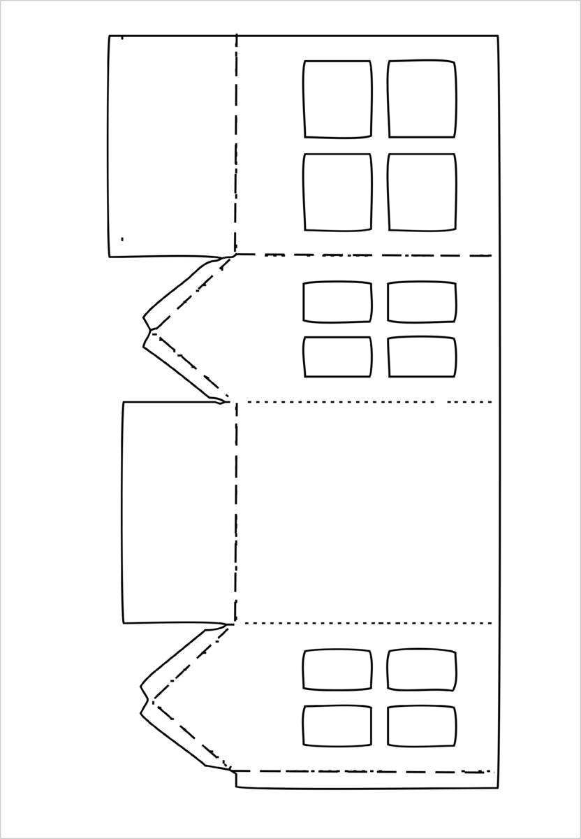 Шаблон для склеивания домика из бумаги