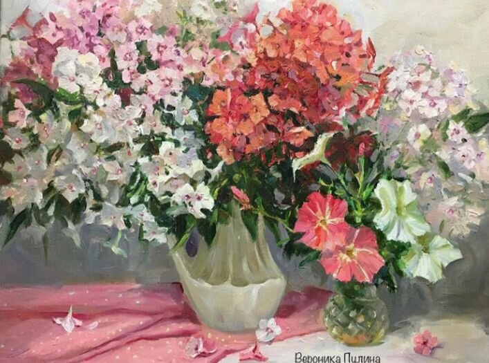1. Работа Вероники Пулиной. «Флоксы для мамы», масло/ холст. Моя Мама очень любит флоксы. И вот я решила их написать. Фото и описание со страницы художницы в Инстаграм @nika_pulina
