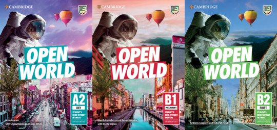 Вот так выглядят обложки учебников серии Open World - это учебник для взрослых, он обучает и общему английскому, и по нему можно готовиться к экзаменам KET, PET и FCE тоже. Недавно вышла так же часть для C1 уровня. 