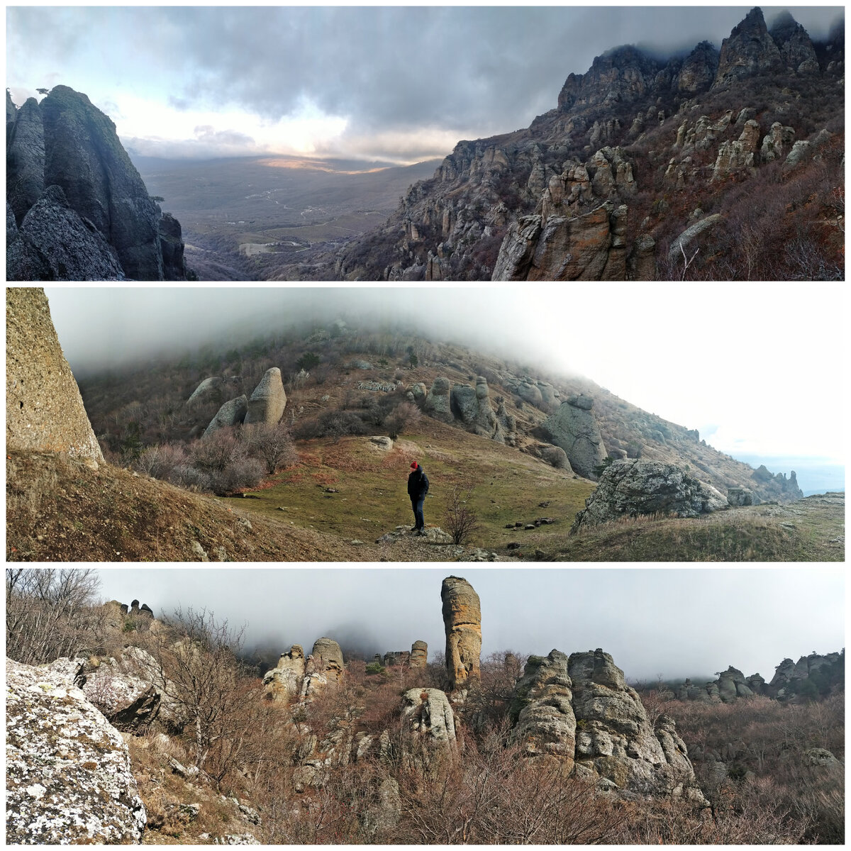 Долина привидений на склонах Демерджи. Добраться не сложно: 11 км от Алушты - доезжаете до Лучистого, следуете до ворот с надписью «Долина привидений». 