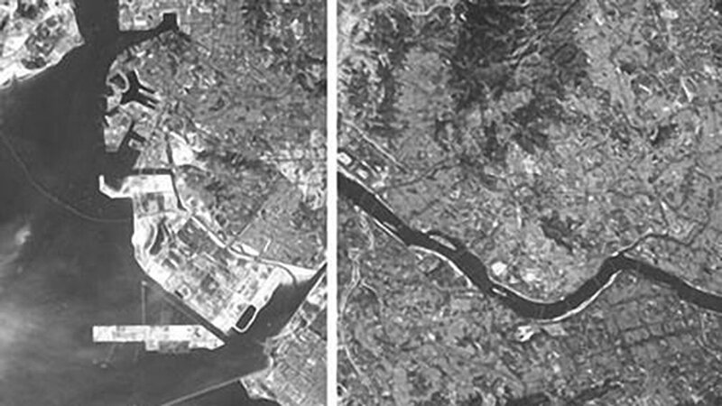 Инчхон (слева) и Сеул (справа) с северокорейского спутника