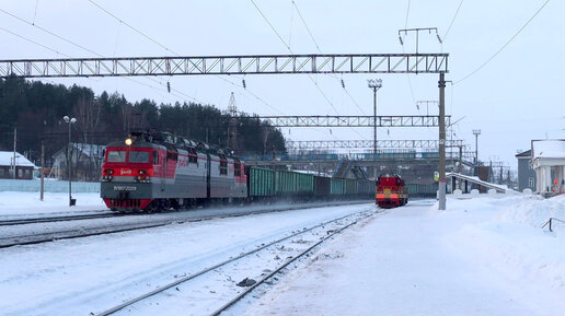 Зимний Транссиб. Поезда на перегоне Галич - Красильниково Северной железной дороги. Январь 2023 года. Часть 2.