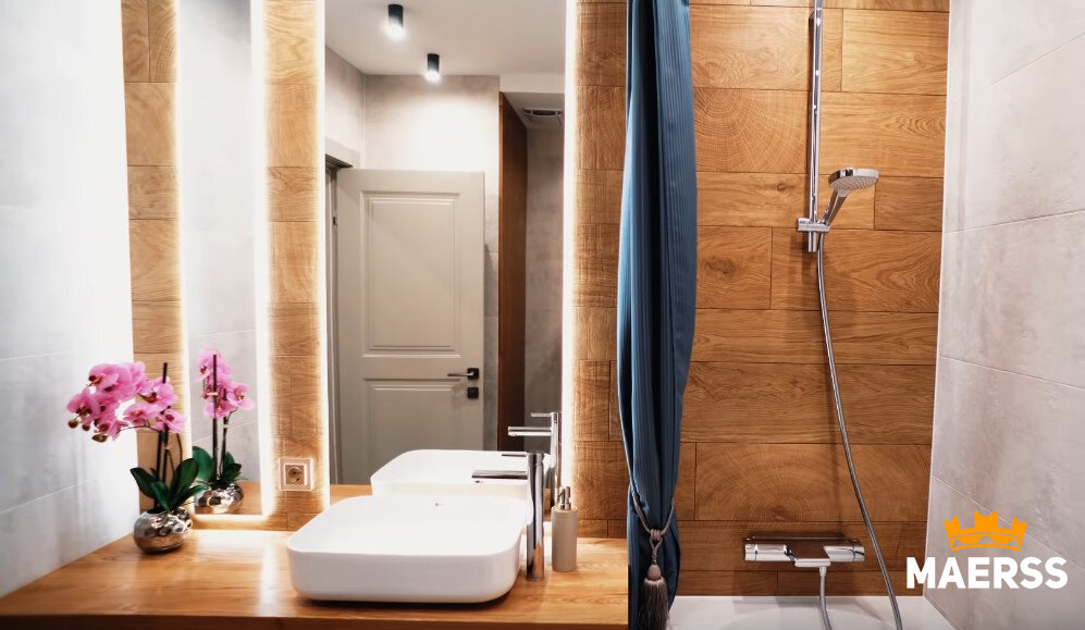 Деревянная столешница в ванную