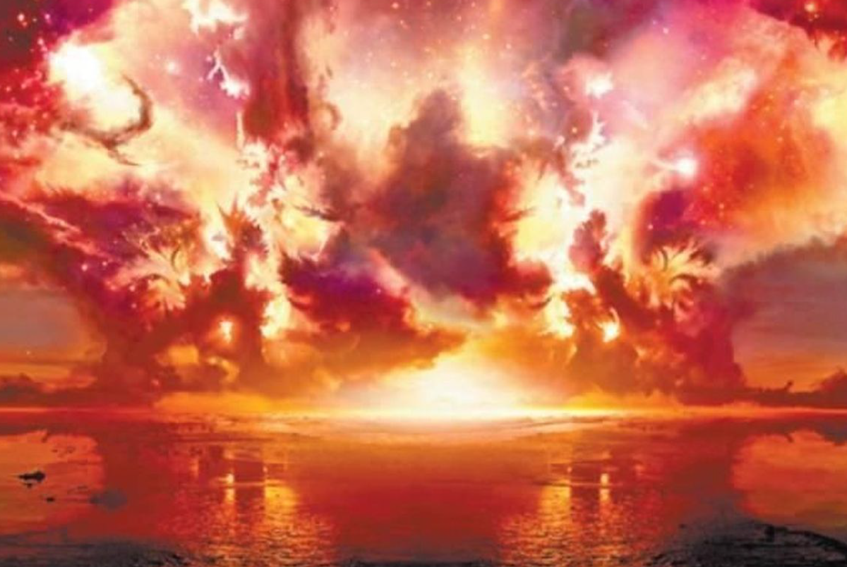 Ядерный взрыв арт. Небо в огне. Огненные облака. Amaranthine voyage the burning sky collector's edition. Огненный закат.