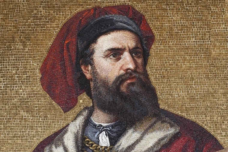 Mosaic of Marco Polo, Municipal Palace of Genoa: Palazzo Grimaldi Doria-Tursi 