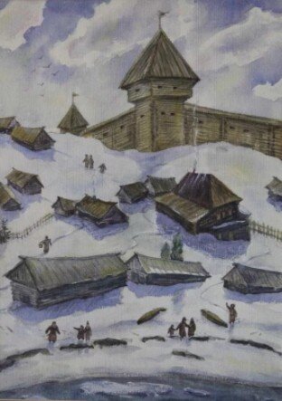 Туруханское зимовье, он же Туруханск, он же Новая Мангазея (рисунок из открытых источников)