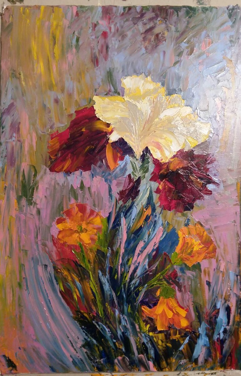 Картина написана мастихином маслом на холсте. 