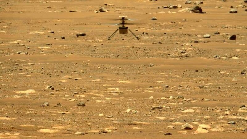 Изображение: Второй полет дрона Ingenuity. NASA / JPL-Caltech / ASU / MSSS.