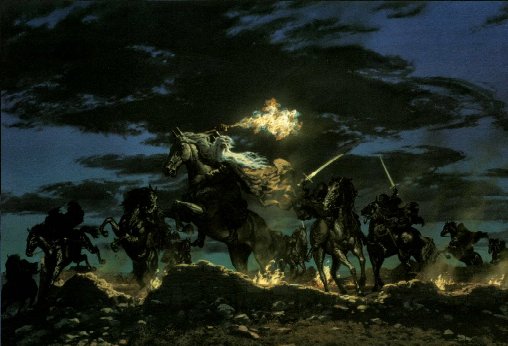 Назгул нападают на Гэндальфа на Заветери. Тед Несмит.