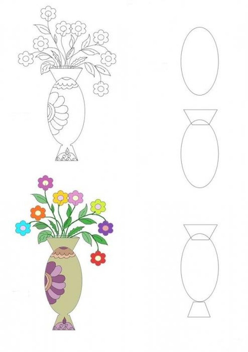 Как нарисовать вазу карандашом для начинающих поэтапно легко, красиво