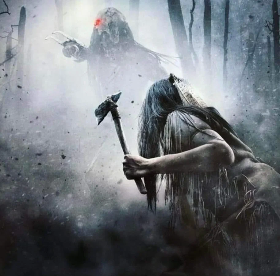 Воин-команч против Хищника. Постер к вышедшему в 2022-м году фильму "Хищник-5"