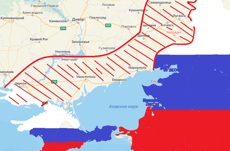 Карта территорий, которые войдут в состав России.