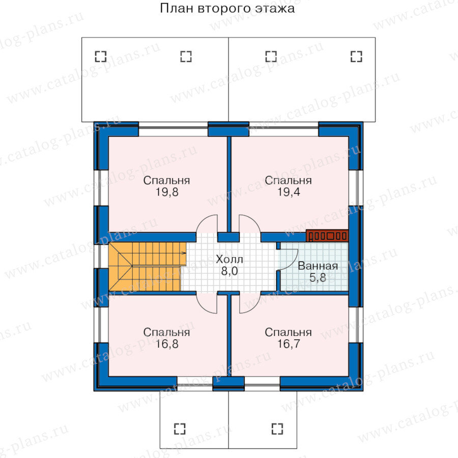 58-52AL - Проект дома с пятью жилыми комнатами. Два этажа, Общая площадь  177м². Отделка лицевым кирпичом ЛСР. | Проекты Коттеджей | Дзен