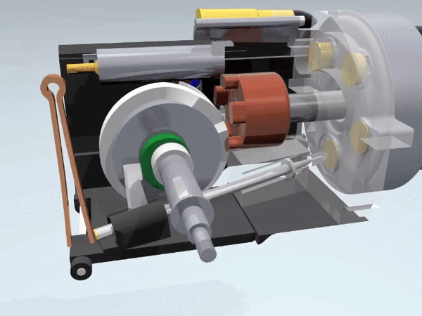 Как обычно - вместо тысячи слов. На данной анимации виден процесс работы механизмов орудия. Посредством вращения кулачкового колеса производится поворот блока стволов, приводится в действие механизм подачи боеприпасов, взводится ударник и производится экстракция стрелянной гильзы.