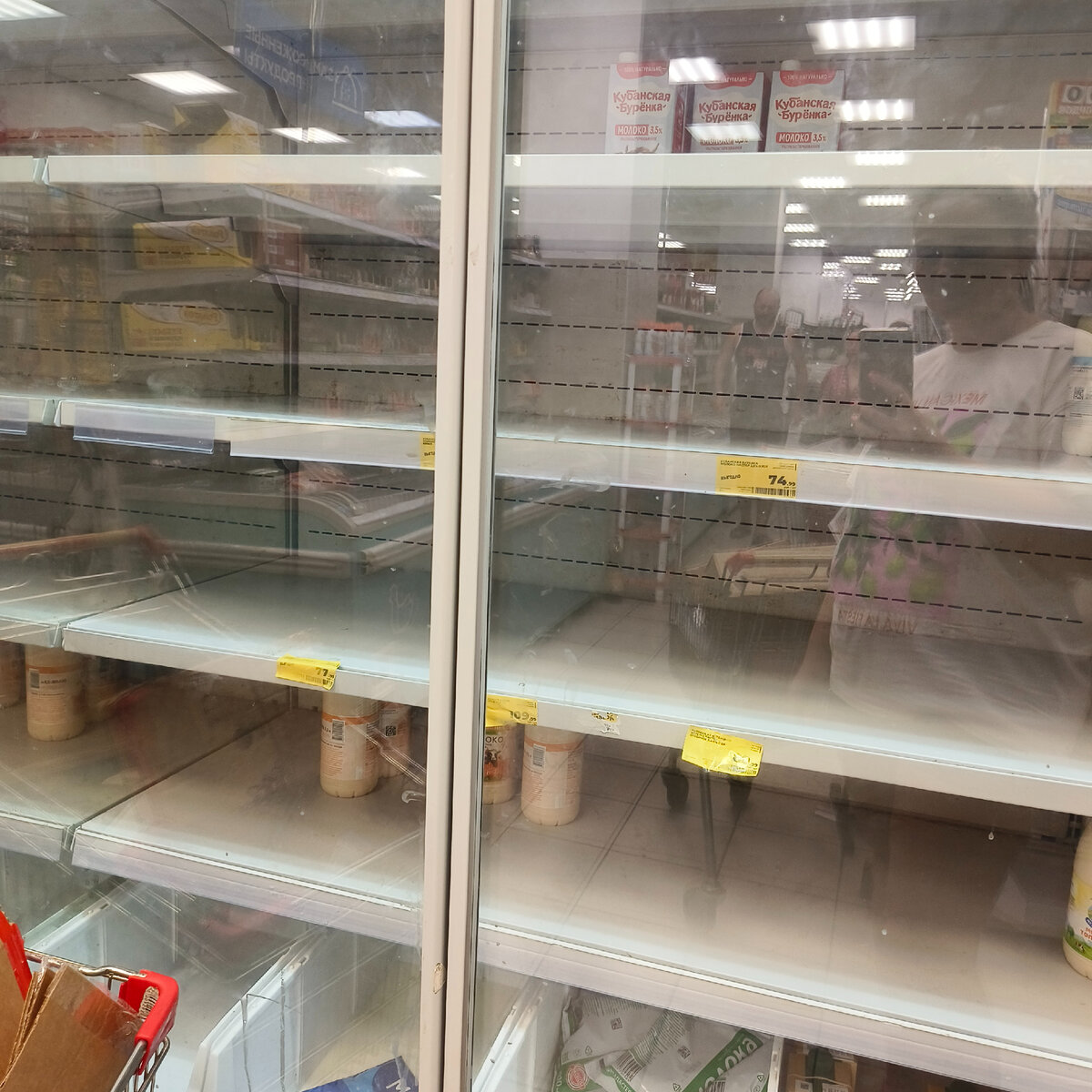 Фото автора. Пустые полки с молочкой