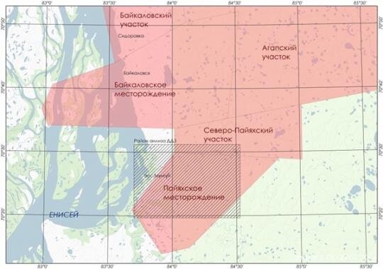 Карта месторождений таймыра