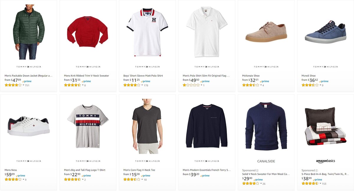 Поисковая выдача с amazon.com по запросу Tommy Hilfiger