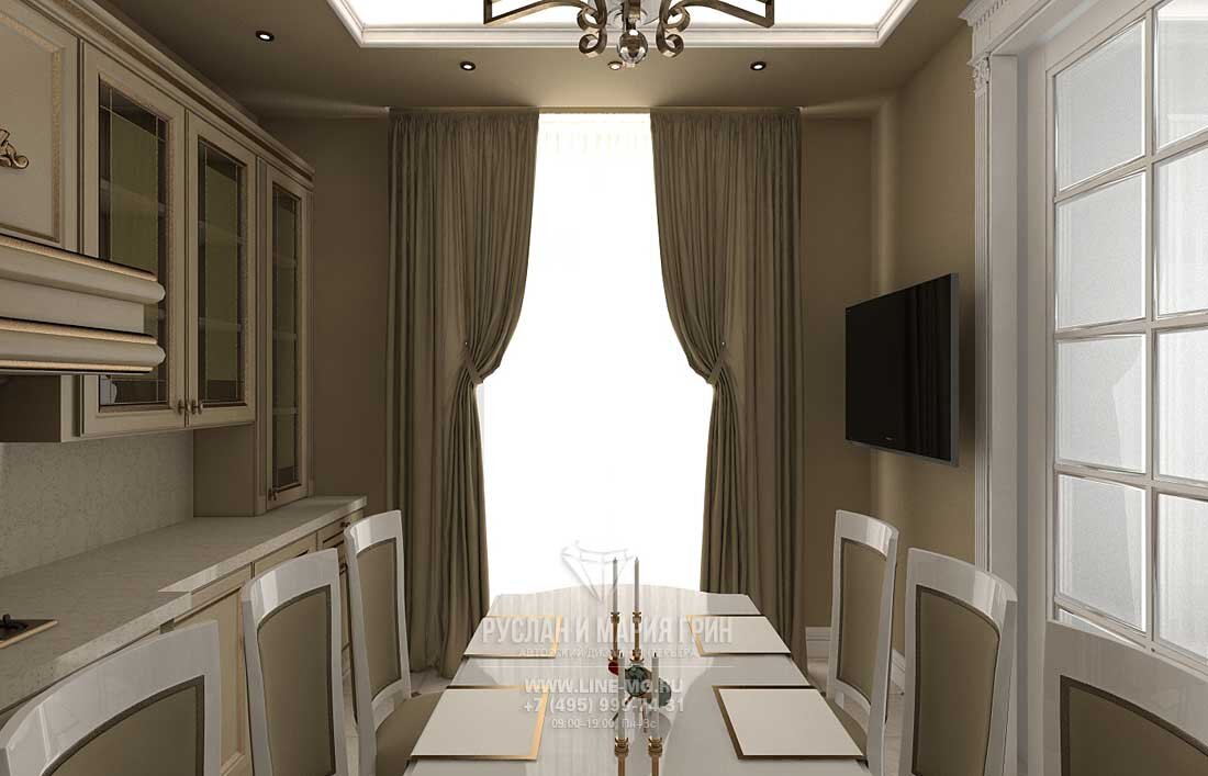 В декоре использованы шторы в тон