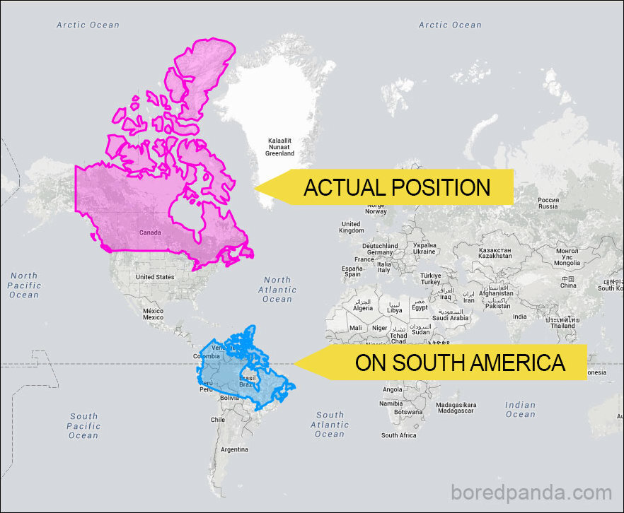 Карта с реальными размерами стран онлайн