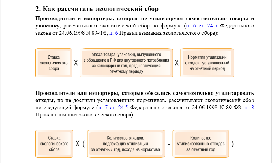 Расчет суммы экологического сбора образец заполнения