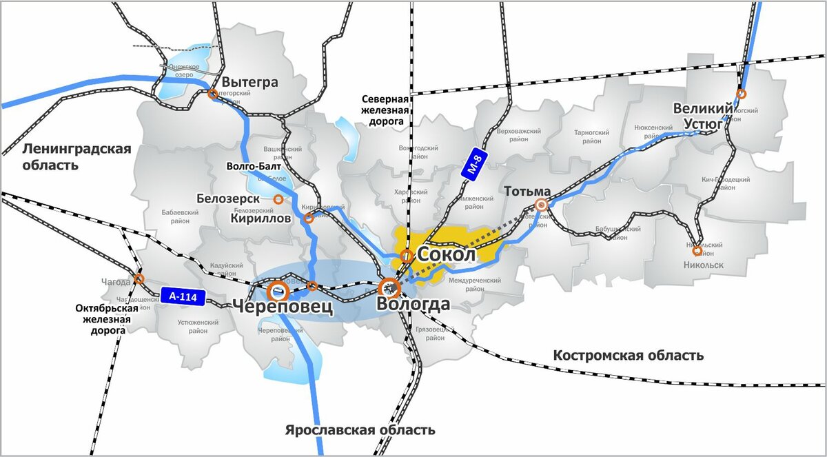 Карта вологодской области с городами и поселками подробная с дорогами и деревнями