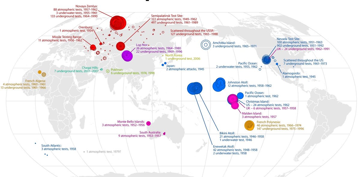 Карта ядерных взрывов