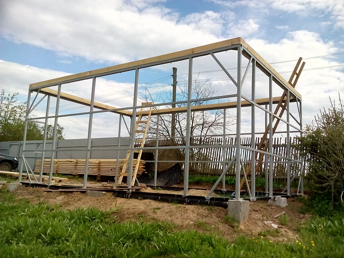 Двускатная крыша на бытовку своими руками