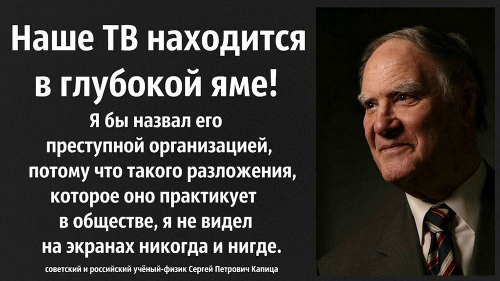 Власть деградировала. Высказывания о телевидении. Капица о телевидении.