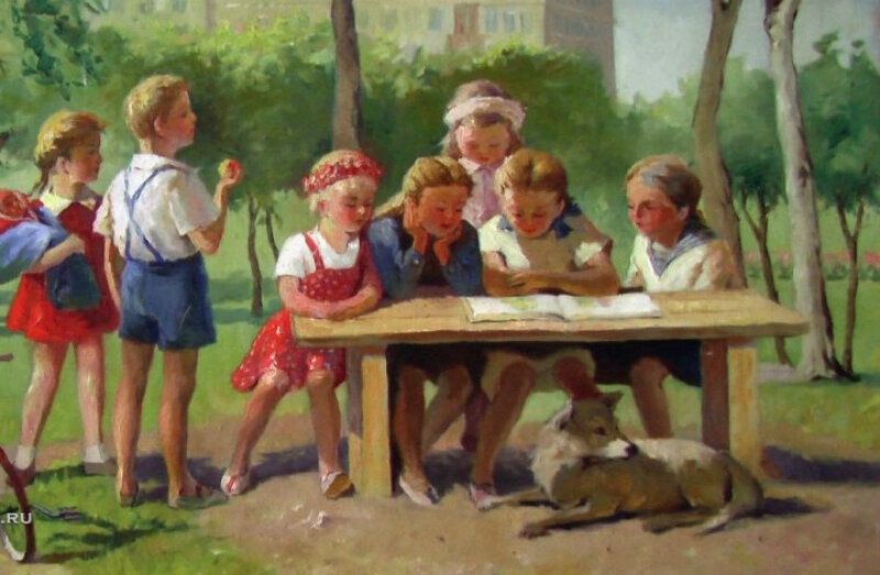 "Дети в детском саду", 1960, неизвестный художник