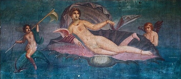 Venus rising from the sea, from the Casa della Venere in conchiglia, Pompeii. Before AD 79 Wikipedia