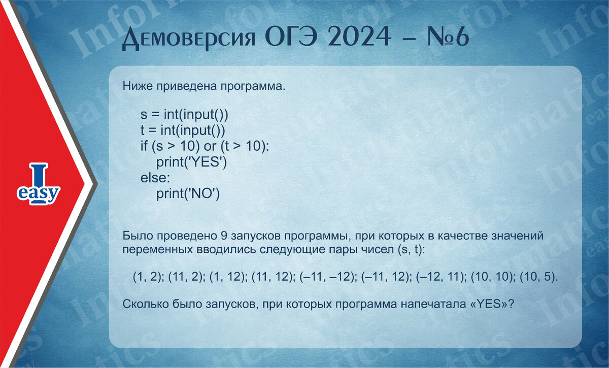 Информатика ОГЭ. Демоверсия 2024. Задание 6. | InformaticsEasy | Дзен