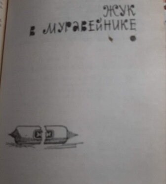 Иллюстрация  художника Е. Мигунова к повести "Жук в муравейнике", издание  "Мектеп", Фрунзе, 1987 год.