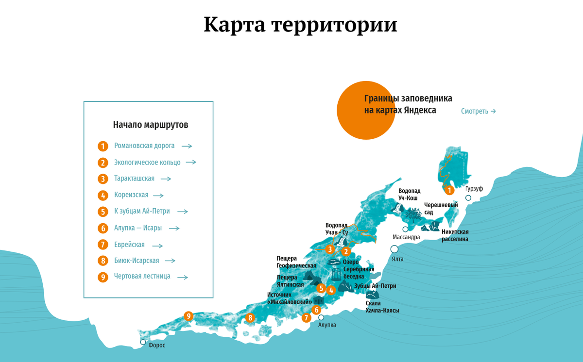 Карта ялтинского Горно-лесного заповедника