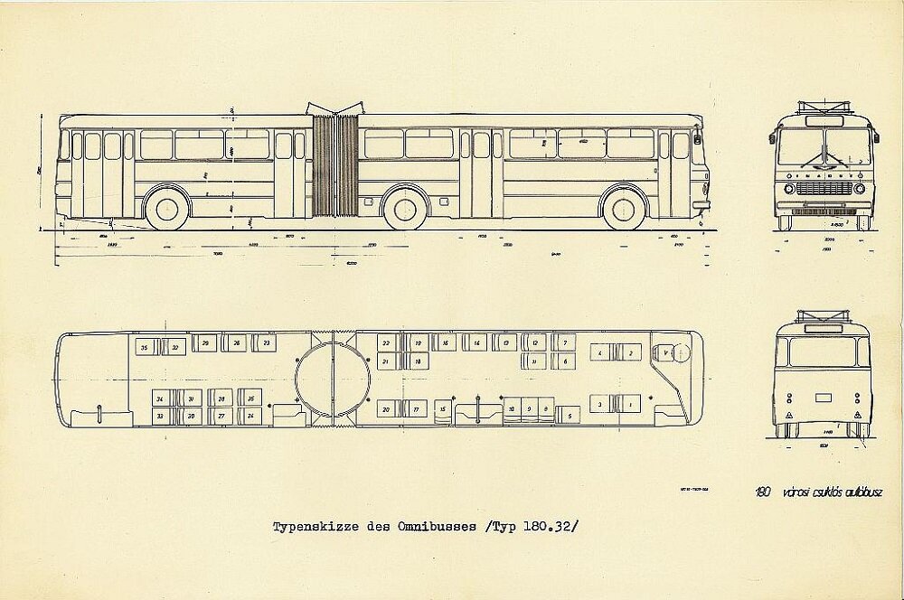 Чертежи автобуса с двумя гармошками Ikarus 180: трудная история создания. Часть 2 НПАП № 1 Икарус Дзен