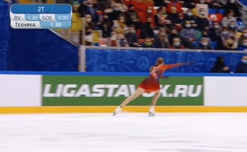 Майя Хромых неудачно выполняет 4Т в ПП на Кубке 1 канала (источник - 1tv.ru/live) 