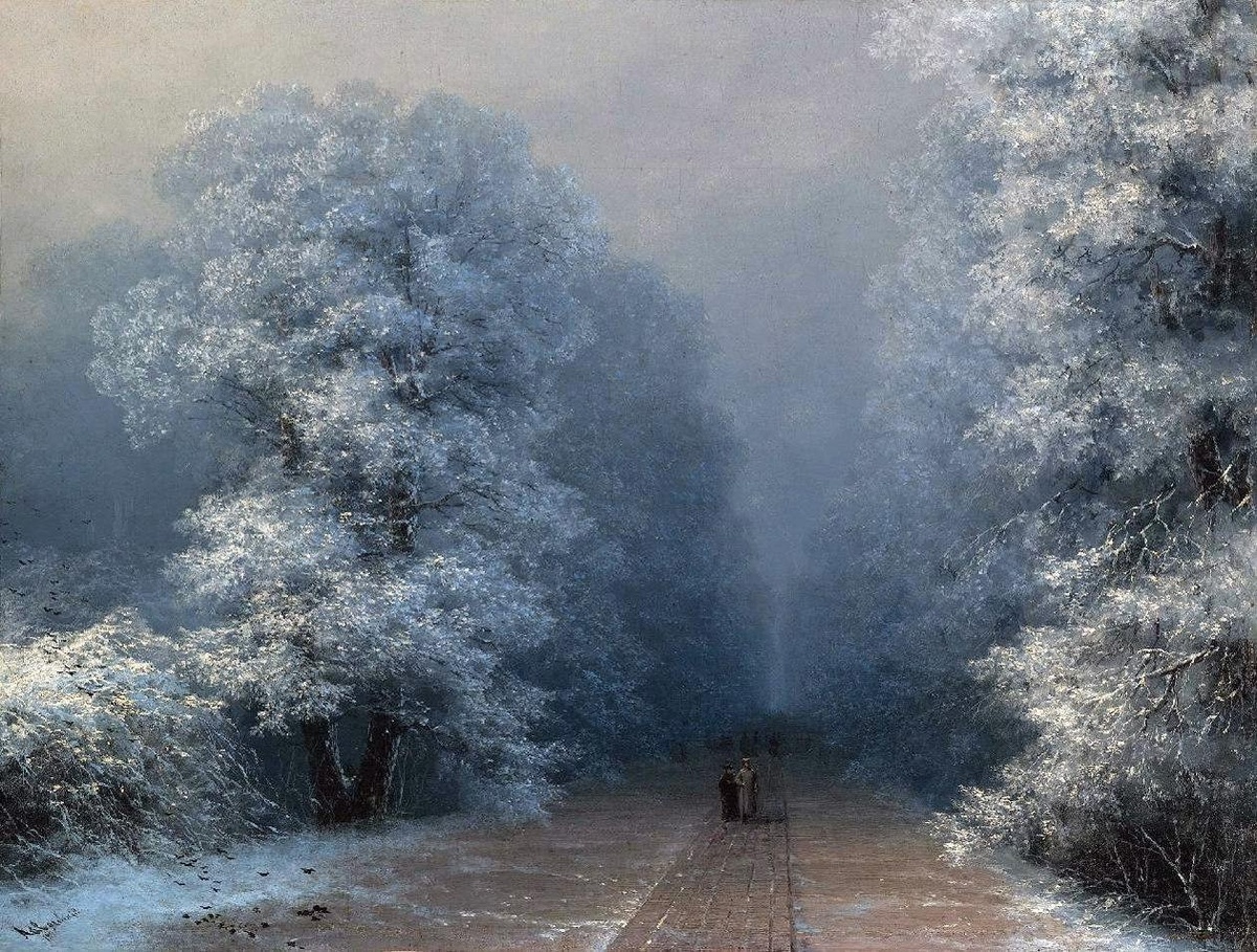 Картина Ивана Айвазовского "Зимний пейзаж". 1876 год.