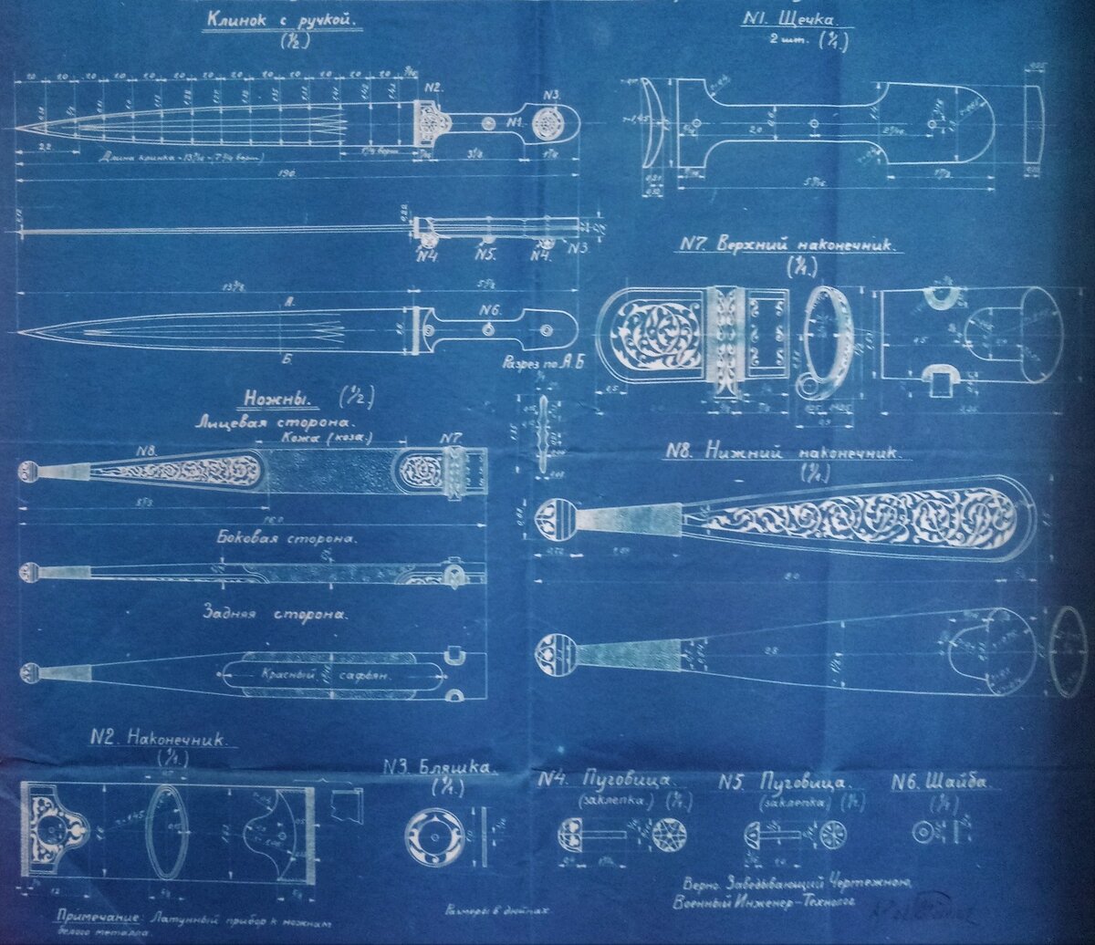 Кинжал для личного состава 11-й Кавказской кавалерийской дивизии (из: Заворотько И. Производство холодного оружия в России и СССР).