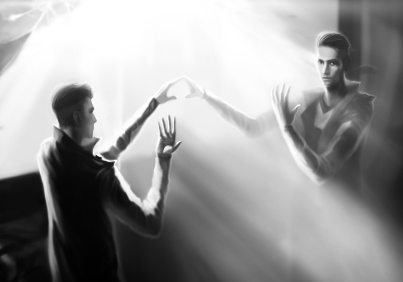 Джин (Его не точная внешность ) и Он (двойник,личность,тень и тд.)