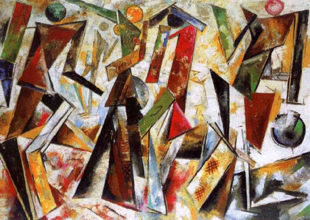 Варвара Степанова. Танцующие фигуры на белом фоне. 1920. Изображение: sovremennoe-iskusstvo.ru