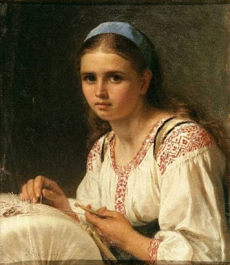 Девушка с вышивкой картина