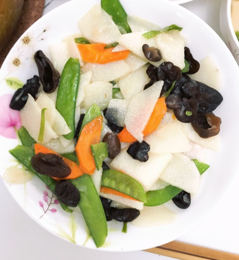 Вариант готового блюда с стручковым горошком.  