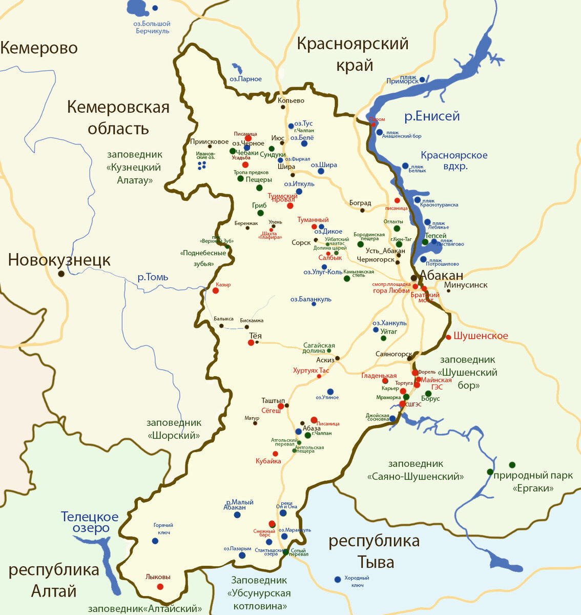 Карта Хакассии 
