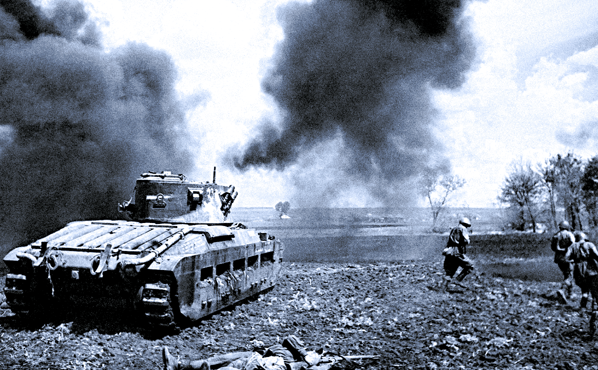 Атака бойцов РККА под прикрытием британской машины Matilda Mk. II, Харьковская область, 1942 г.