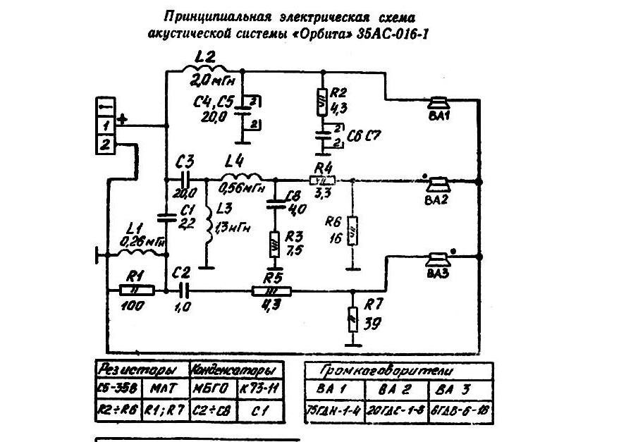 Акустическая система Радиотехника 35АС (S70 Radiotehnika) - схема, внешний вид, фото