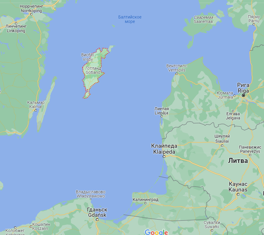 Расположение острова Готланд в Балтийском море