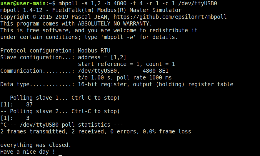 Screen mbpoll.